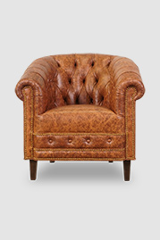 Collins barrel chair in Austin Lavaca brown leather