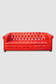 Collins sofa with tufted seat in Cortina Poppy red leather