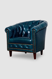 Collins barrel chair in Bellissimo Oceano blue leather