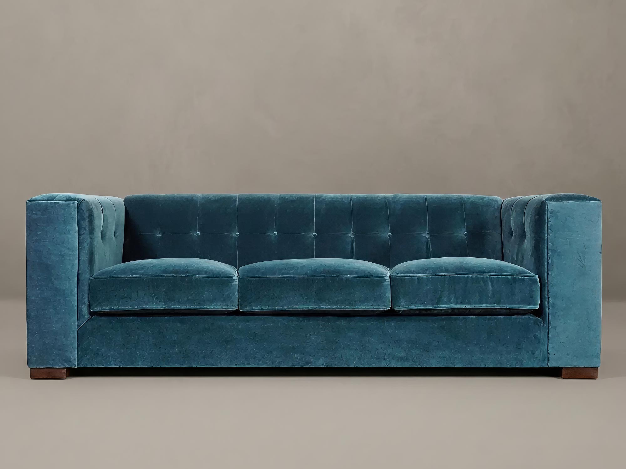 84 Jack sofa in Thompson Danube stain-proof blue velvet