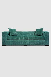 100 Jack sofa in Jay Evergreen performance chenille with throw pillows