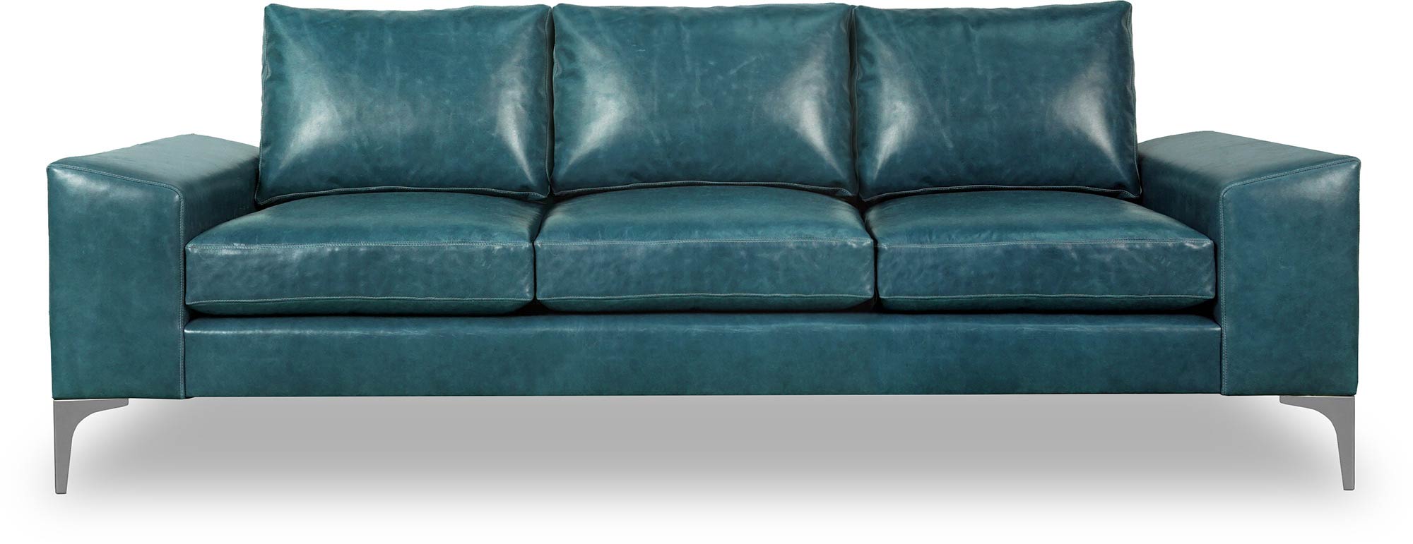 91 Cricket contemporary sofa in Cortina Bay 5625 turquoise leather