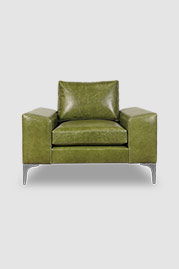 43 Cricket contemporary armchair in Cortina Poblano 7284 green leather