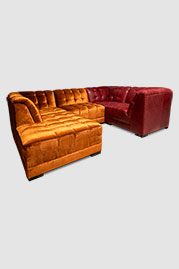 Freddie modular sectional in Prince Tiger Eye and St. Croix Jubilation