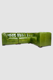 Freddie modular sectional in green leather