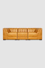 111 Freddie modular sofa in No Regrets Pure Cognac performance leather