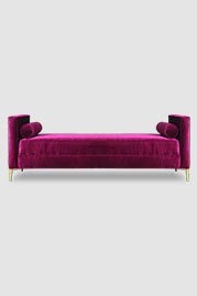 72 Poppy bench in Prince Victoria velvet with reduced height arms