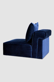 Baxter armless module in Como Indigo blue velvet with glider feet