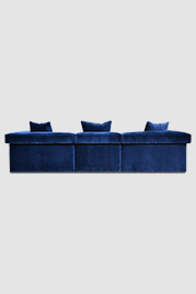 Baxter modular sofa in Como Indigo blue velvet with glider feet