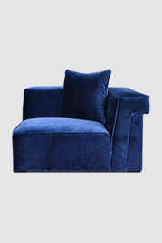 Baxter corner module in Como Indigo blue velvet with glider feet