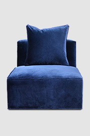 Baxter armless module in Como Indigo blue velvet with glider feet