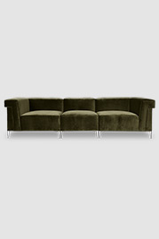 Baxter modular sofa in Como Olive green velvet with aluminum legs