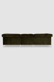Baxter modular sofa in Como Olive green velvet with aluminum legs