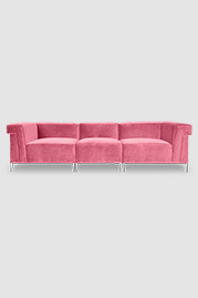Baxter modular sofa in Como Romance pink velvet with aluminum legs