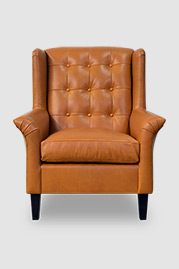 Pops modern tufted wingback chair in brown leather