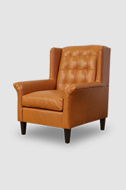 Pops modern tufted wingback chair in brown leather