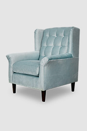 Pops armchair in Thompson Stream stain-proof blue velvet