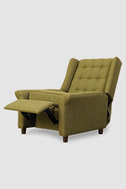 Pops recliner in Ludlow Kudzu green fabric