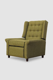 Pops recliner in Ludlow Kudzu green fabric