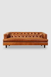 88 Olympia sofa in Mont Blanc Caramel leather with bench cushion