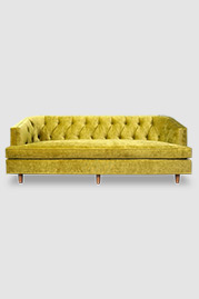 88 Olympia sofa in Milan Agave velvet with bench cushion and English pine legs