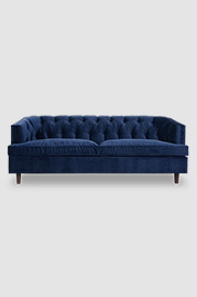 88 Olympia sleeper sofa in Como Indigo blue velvet with natural latex foam cushions
