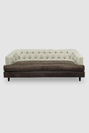88 Olympia sofa in Brentwood Anthracite leather and Boss Tweed Pebble fabric