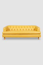 88 Olympia sofa with bench cushion and natural legs in Nassimi Tolstoy Yellow Pepper faux leather