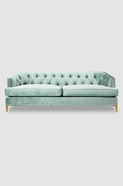 88 Olympia sofa in Bruges Aqua velvet with gold legs