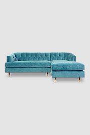 96 Olympia sofa+chaise in Como Cyan velvet