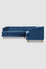 100x68 Olympia sectional in Como Sapphire blue velvet