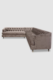 107x116 Olympia sectional in Bruges Sky Grey velvet