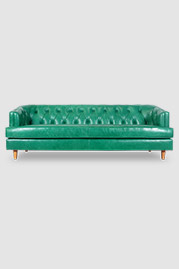 96 Olympia sofa in Bellissimo Smeraldo green leather