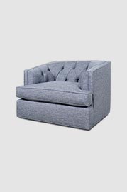 Olympia swivel chair in Minetta Ocean performance fabric