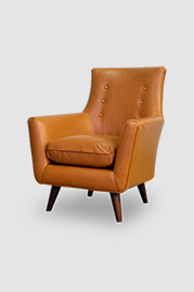 Gogo armchair in brown leather