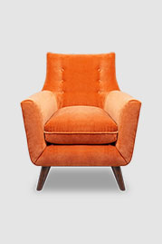 Gogo armchair in Como Shrimp orange velvet