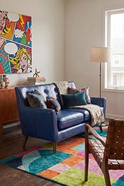 58 Gogo sofa in Delaware Baltic blue leather