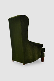 Inspector armchair with tufted backrest and t-cushion in green velvet