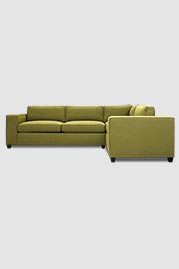 121x88 Jasper sectional in Montauk Lemongrass green linen fabric