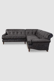 95x83 Puddin sectional in Cheyenne Black Rock performance leather