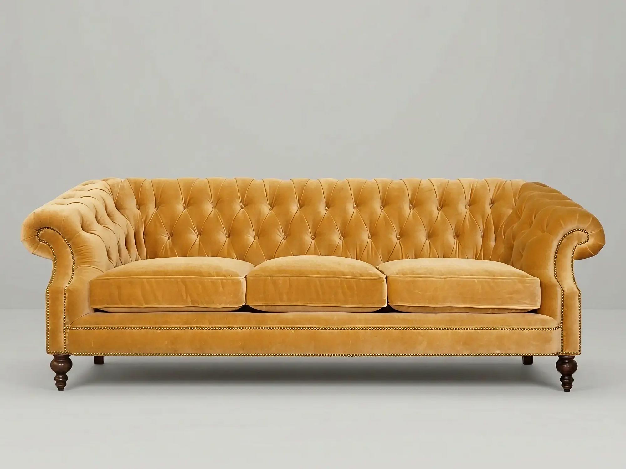 96 Cecil French Chesterfield in Como Antique Gold velvet