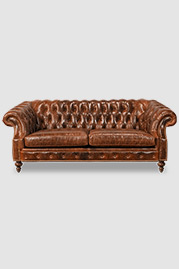Cecil French Chesterfield sofa in Mont Blanc Caramel brown leather