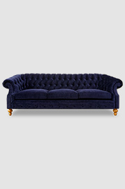 102 Cecil sofa in Cannes Lapis blue velvet with English pine legs