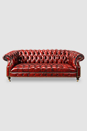 Cecil Chesterfield sofa in hand-stained red leather