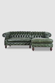 97.5 Cecil sofa+chaise in Caprieze Good Greens leather