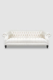 96 Cecil Chesterfield sofa with tufted seat in Florida Vanilla leather