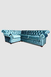 80x110 Sylvester sectional in Bruges Caribbean blue velvet