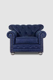 48 Sylvester chair in Stardust Los Alamos blue leather