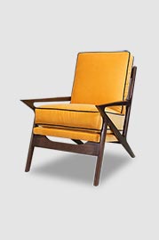 Benson chair in Como Butternut with Como Indigo contrasting welt