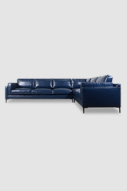 131x101 Coach sectional in Rinnovo Slick Waters blue performance leather